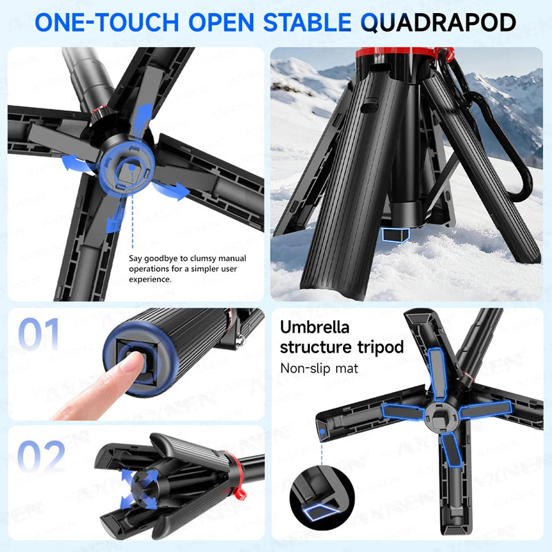 Magnetic Selfie Stick Tripod with Fill Light & Bluetooth Remote