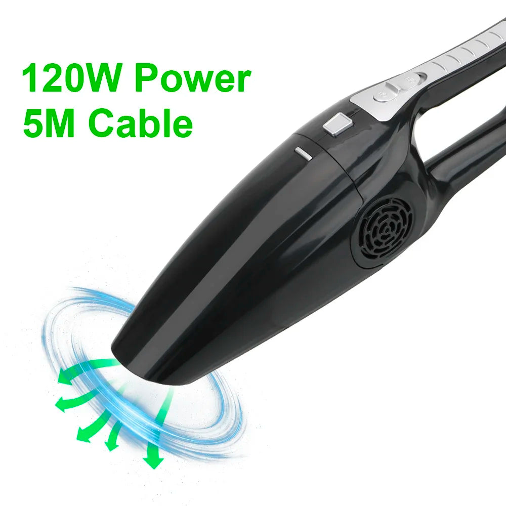 Handheld 120W Car Vacuum Cleaner with 5M Cable (12V)