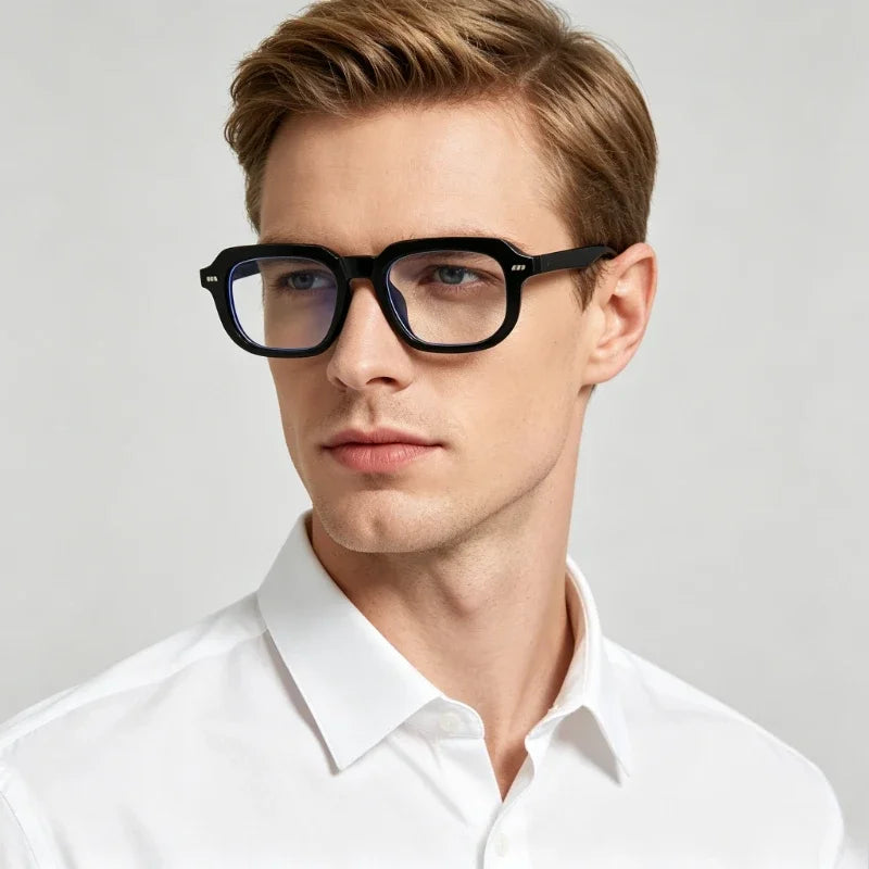 Lunettes anti-lumière bleue unisexe pour hommes et femmes, lunettes d'ordinateur rétro carrées avec rivets, monture transparente anti-lumière bleue