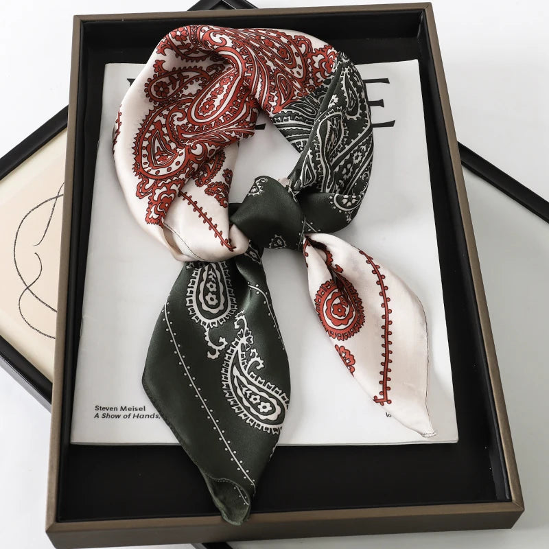 Foulard pour femme 70X70cm mode 2025, imprimé, pashmina, foulard en soie, châle carré, bandeau décoratif, tour de cou, design de luxe, bandana