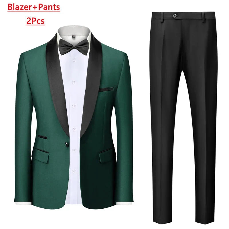 Men's 3-Piece Polyester Viscose Formal Suit – Blazer, Vest & Pants