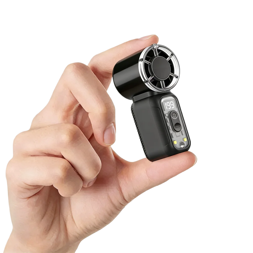 Super Mini Handheld Fan with Digital Display (USB Rechargeable)