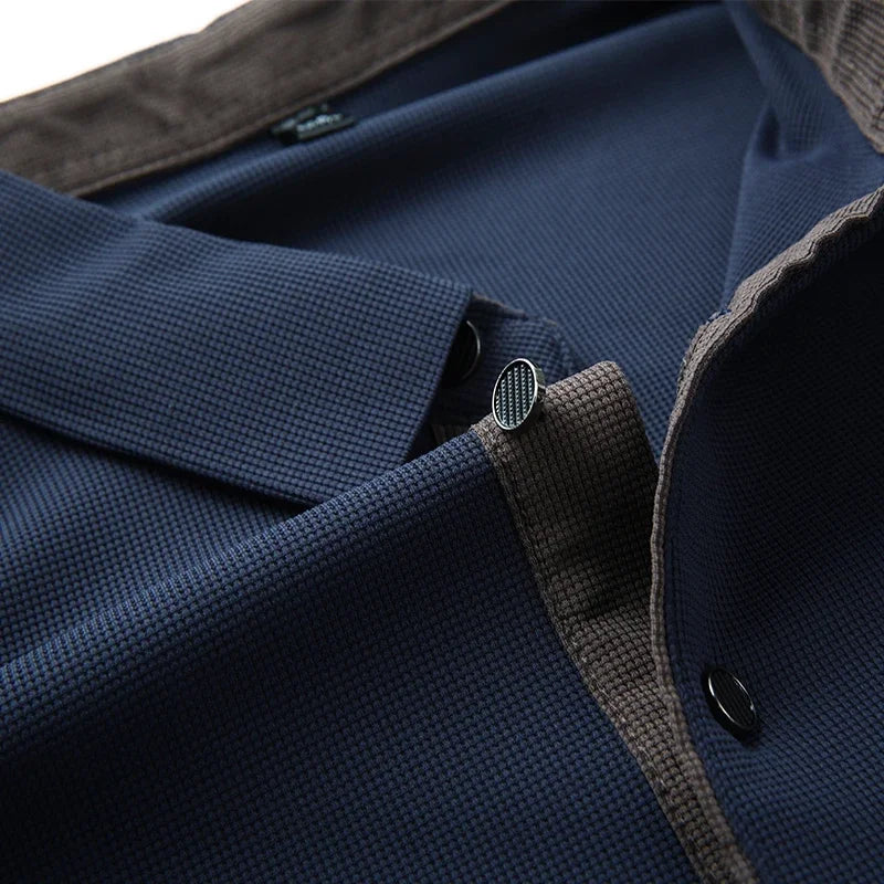 Men's Business Casual Long Sleeve Polo Shirt