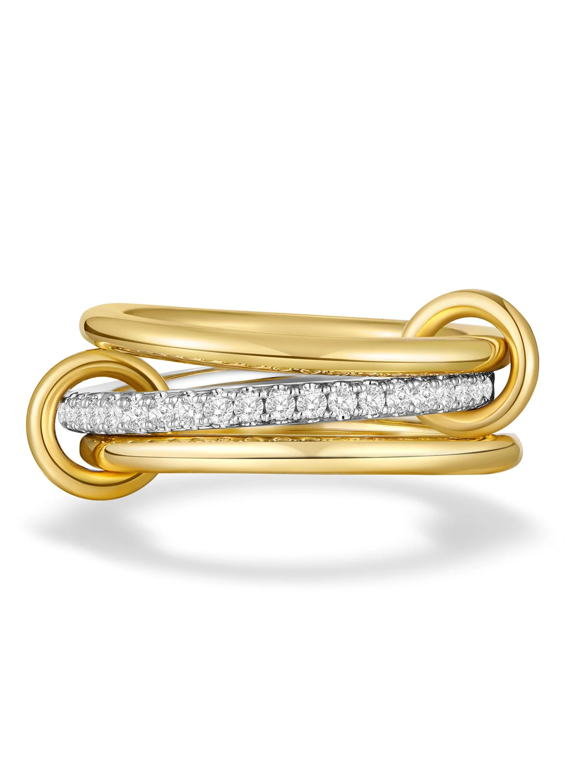 Anelli alla moda in oro e argento, placcati in oro 18k, set da 4 pezzi impilabili con zirconi scintillanti, ideali come gioielli da festa per donna