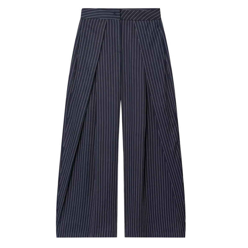 Women's High-Waist Pleated Wide-Leg Pants