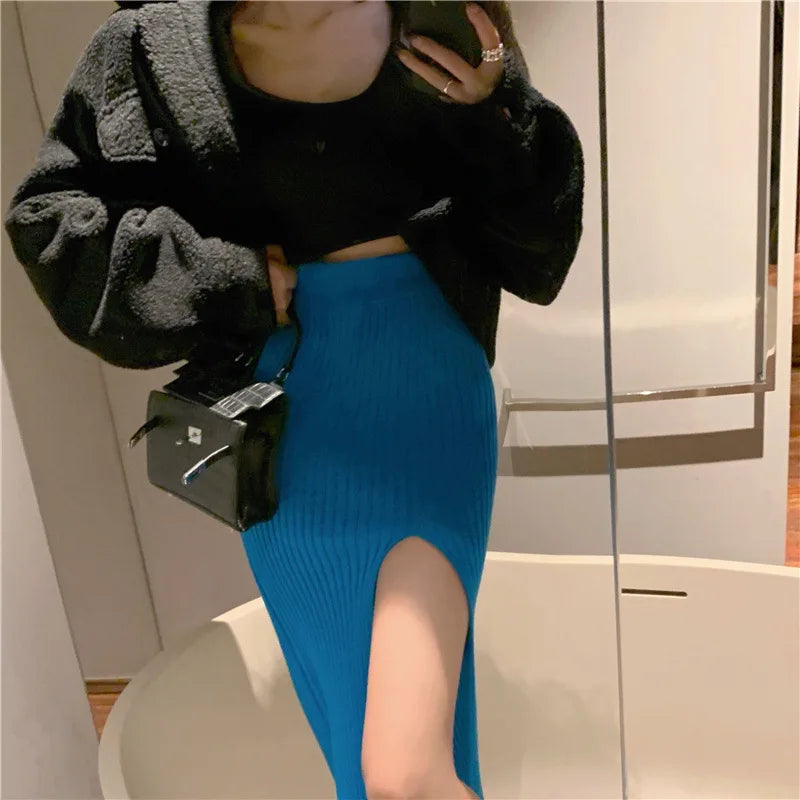 Women's Slim Fit Knitted Dress – High Waist