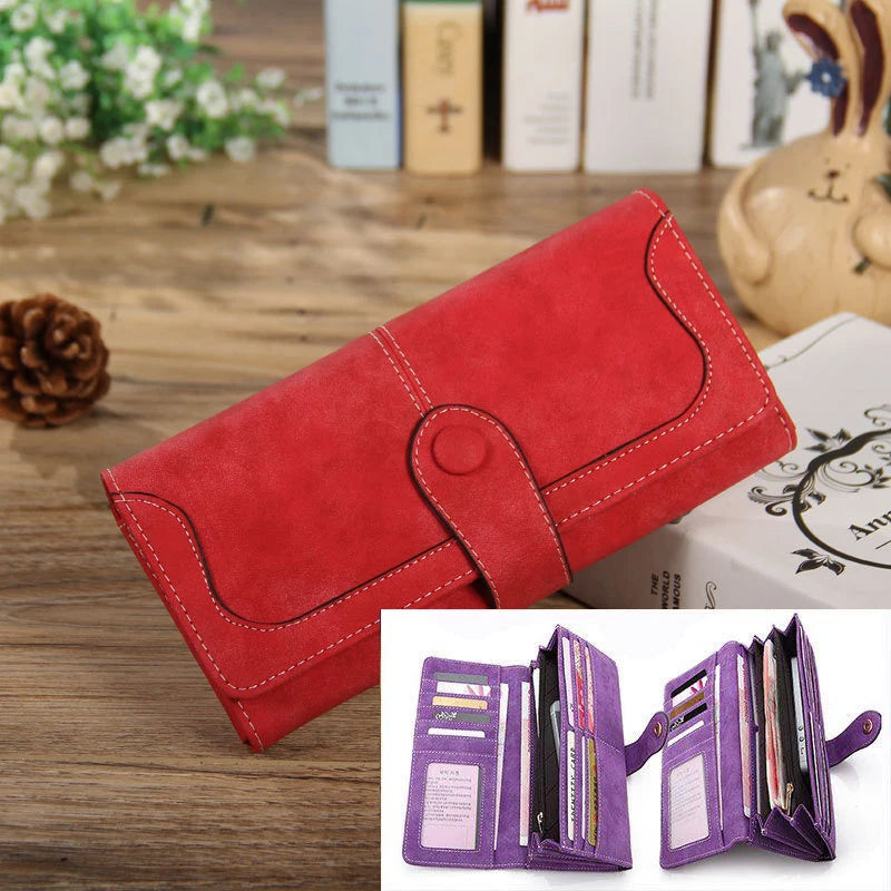 Women's Nubuck Leather RFID Clutch Wallet