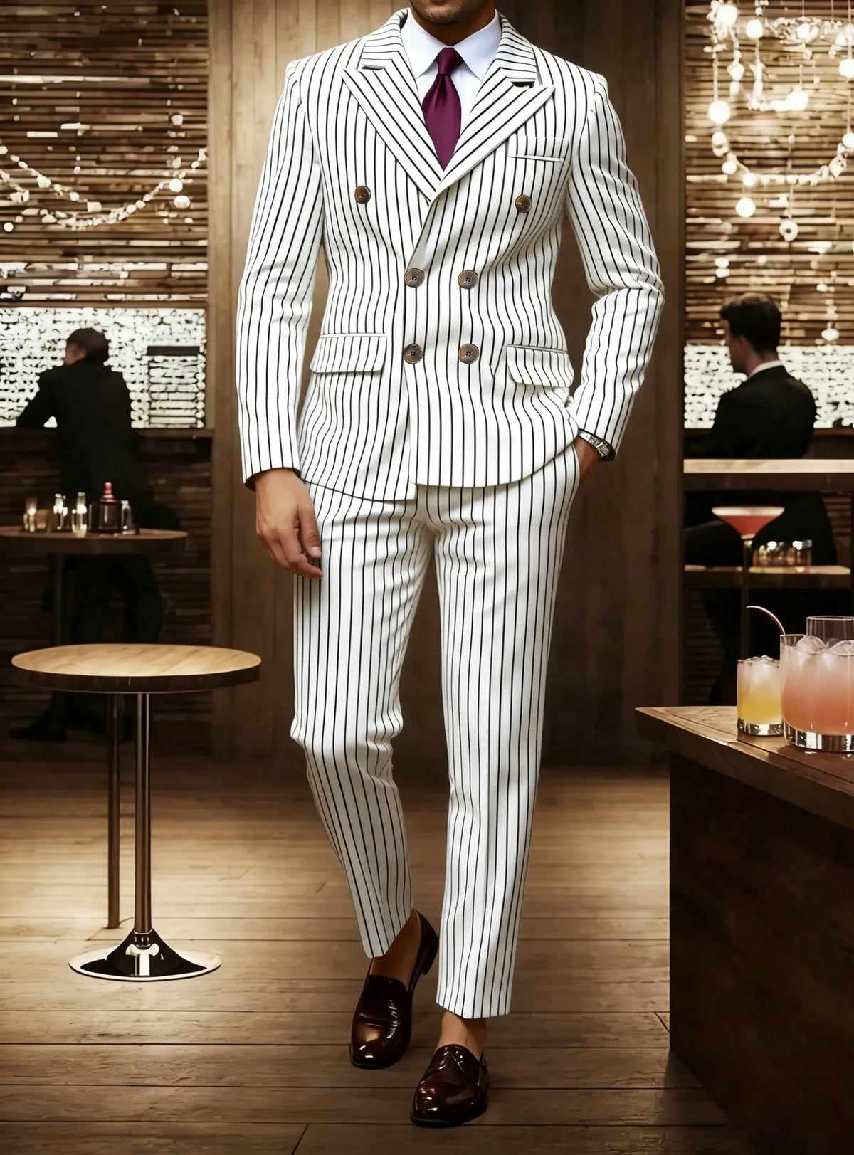 Brown Striped Two-Piece Suit