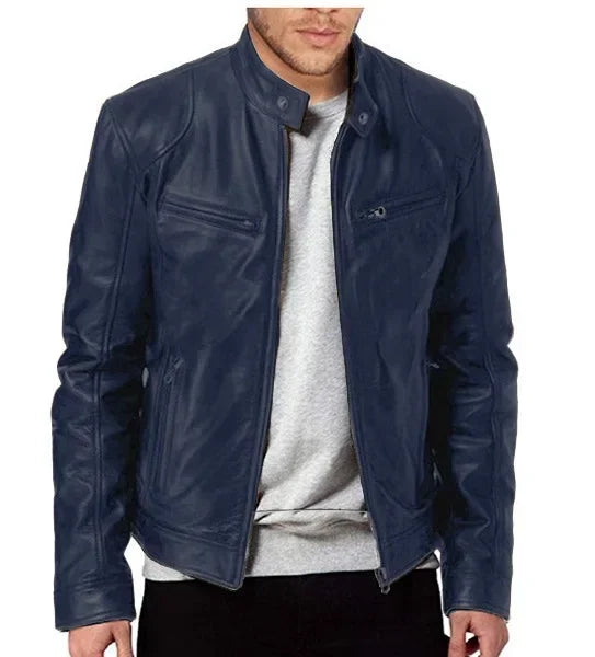 Men's Faux Leather Motorcycle Biker Jacket