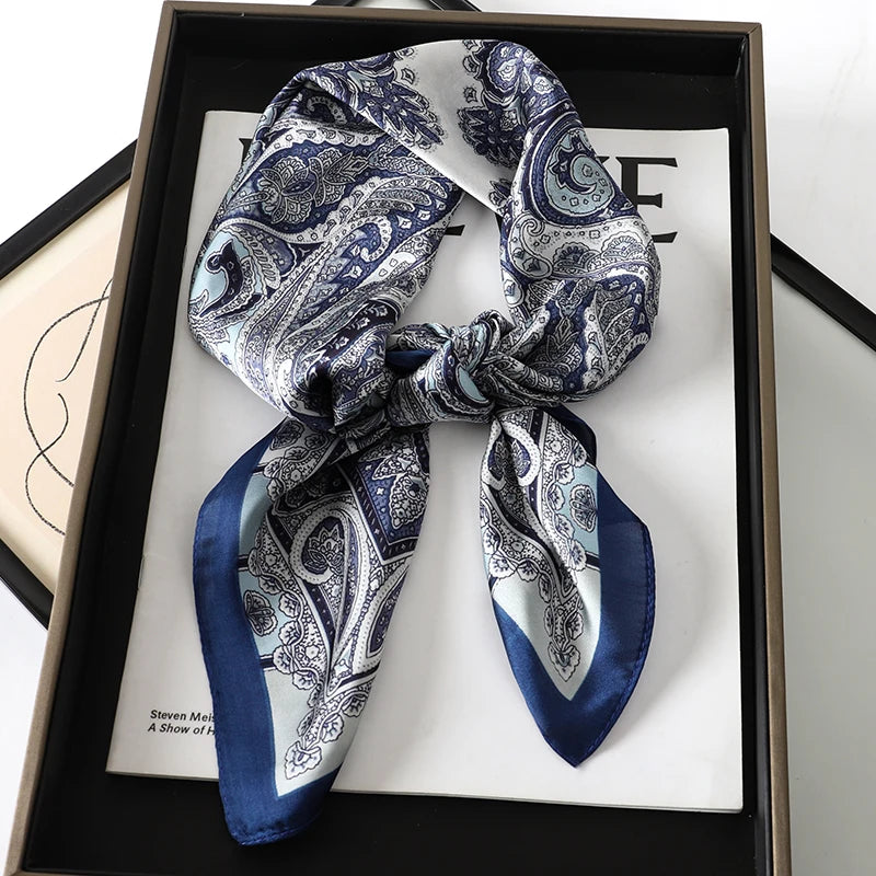 Foulard pour femme 70X70cm mode 2025, imprimé, pashmina, foulard en soie, châle carré, bandeau décoratif, tour de cou, design de luxe, bandana
