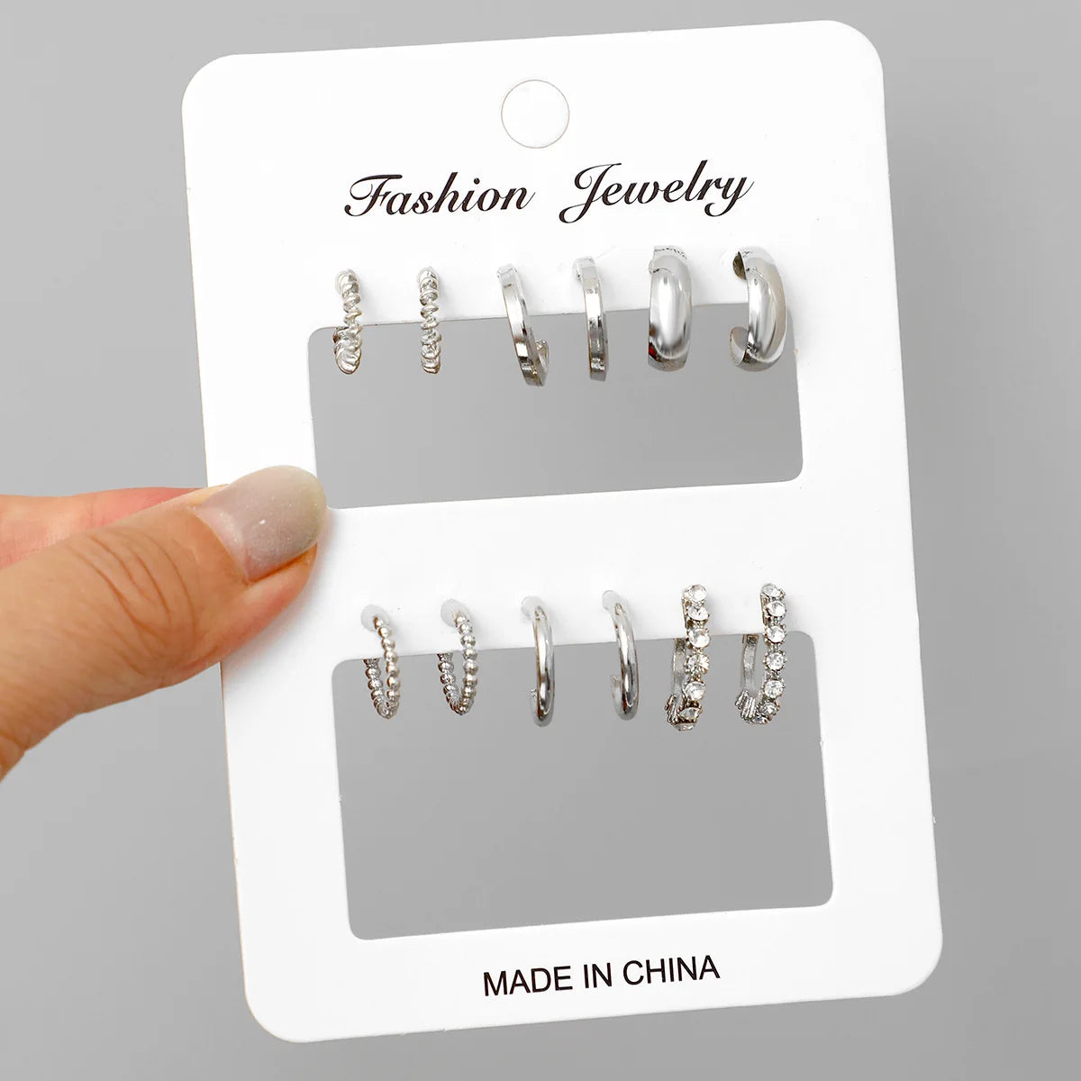 6-tlg. Edelstahl-Wassertropfen-Creolen-Set für Damen, europäischer und amerikanischer minimalistischer glatter Kreis-Ohrring-Schmuck