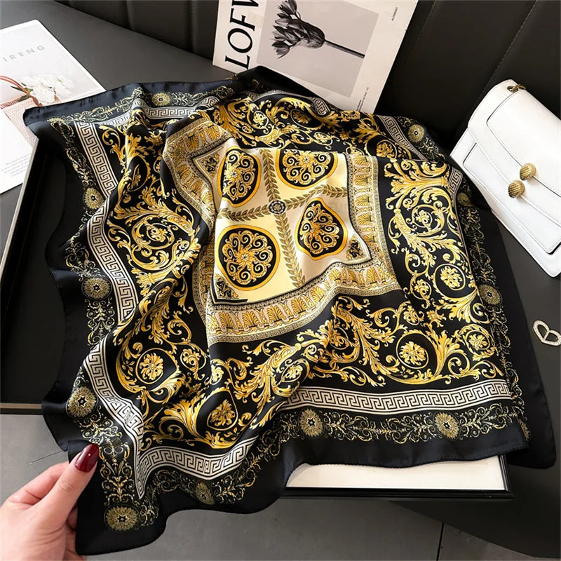 Foulard pour femme 70X70cm mode 2025, imprimé, pashmina, foulard en soie, châle carré, bandeau décoratif, tour de cou, design de luxe, bandana