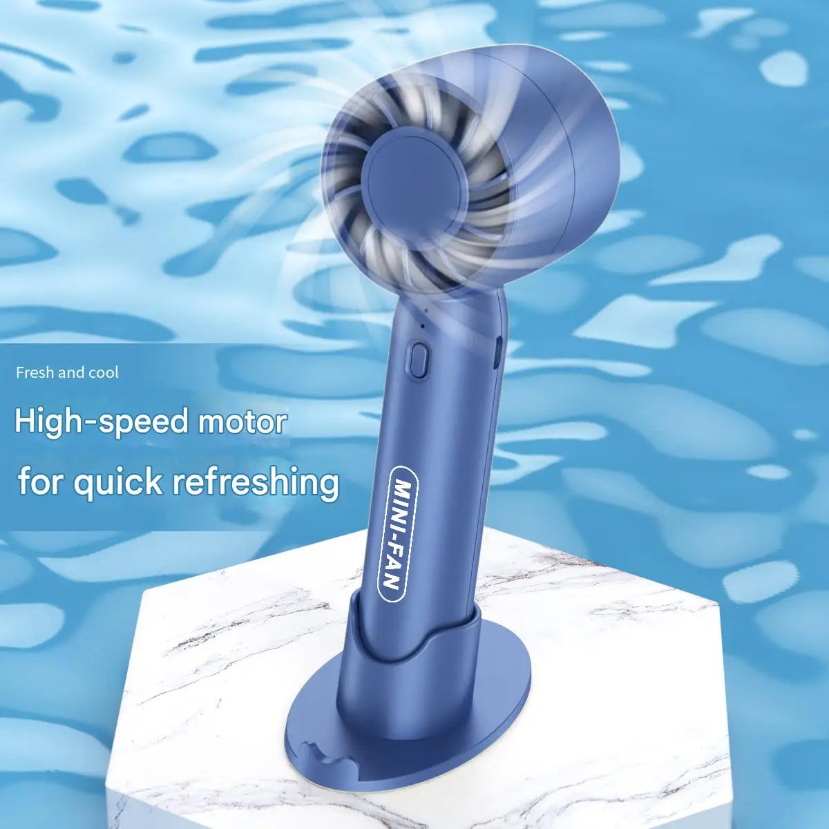 Turbo Handheld Mini Fan with Desktop Stand (USB Rechargeable)