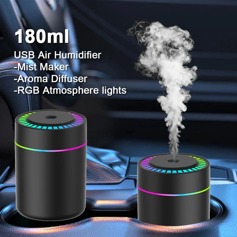 180ML Mini USB Aroma Humidifier for Car & Bedroom