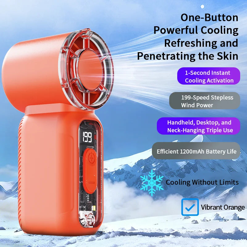 Super Mini Handheld Fan with Digital Display (USB Rechargeable)
