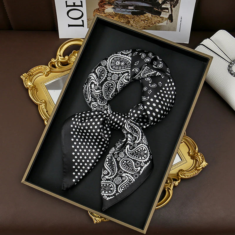 Foulard pour femme 70X70cm mode 2025, imprimé, pashmina, foulard en soie, châle carré, bandeau décoratif, tour de cou, design de luxe, bandana