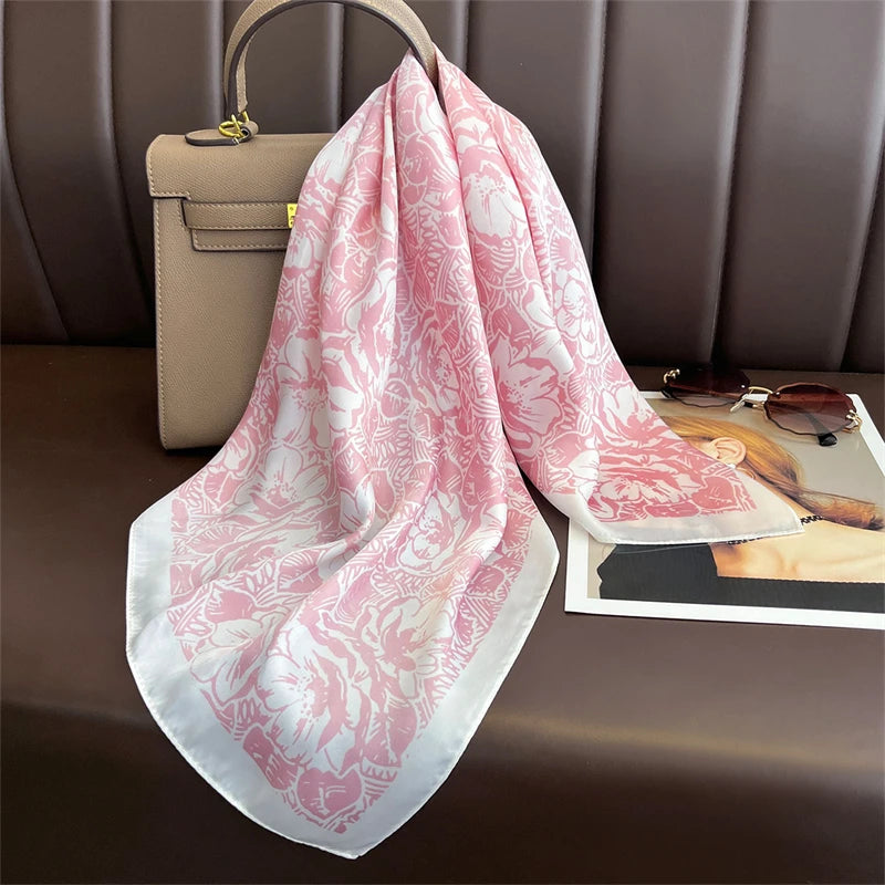 Foulard pour femme 70X70cm mode 2025, imprimé, pashmina, foulard en soie, châle carré, bandeau décoratif, tour de cou, design de luxe, bandana