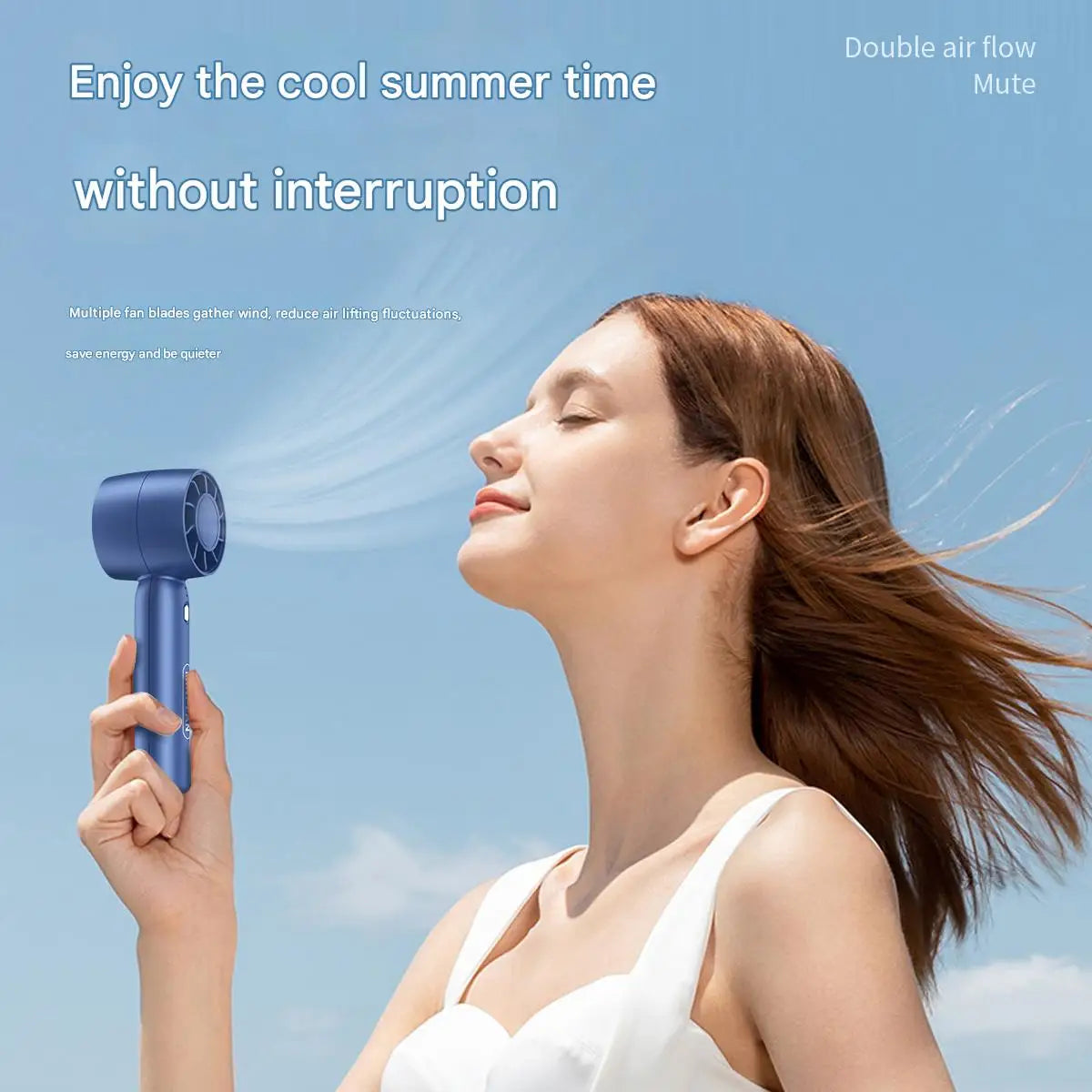 Turbo Handheld Mini Fan with Desktop Stand (USB Rechargeable)