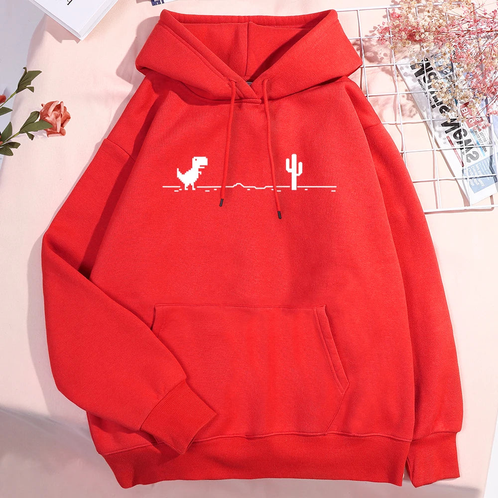 Unisex Dinosaur Graphic Hoodie – Pullover, Pocket