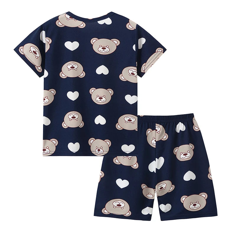 Kids' 2-Piece Bear Print Outfit – T-Shirt & Shorts