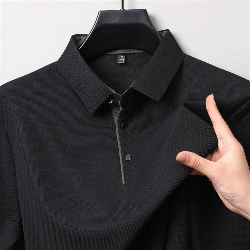 Men's Business Casual Long Sleeve Polo Shirt