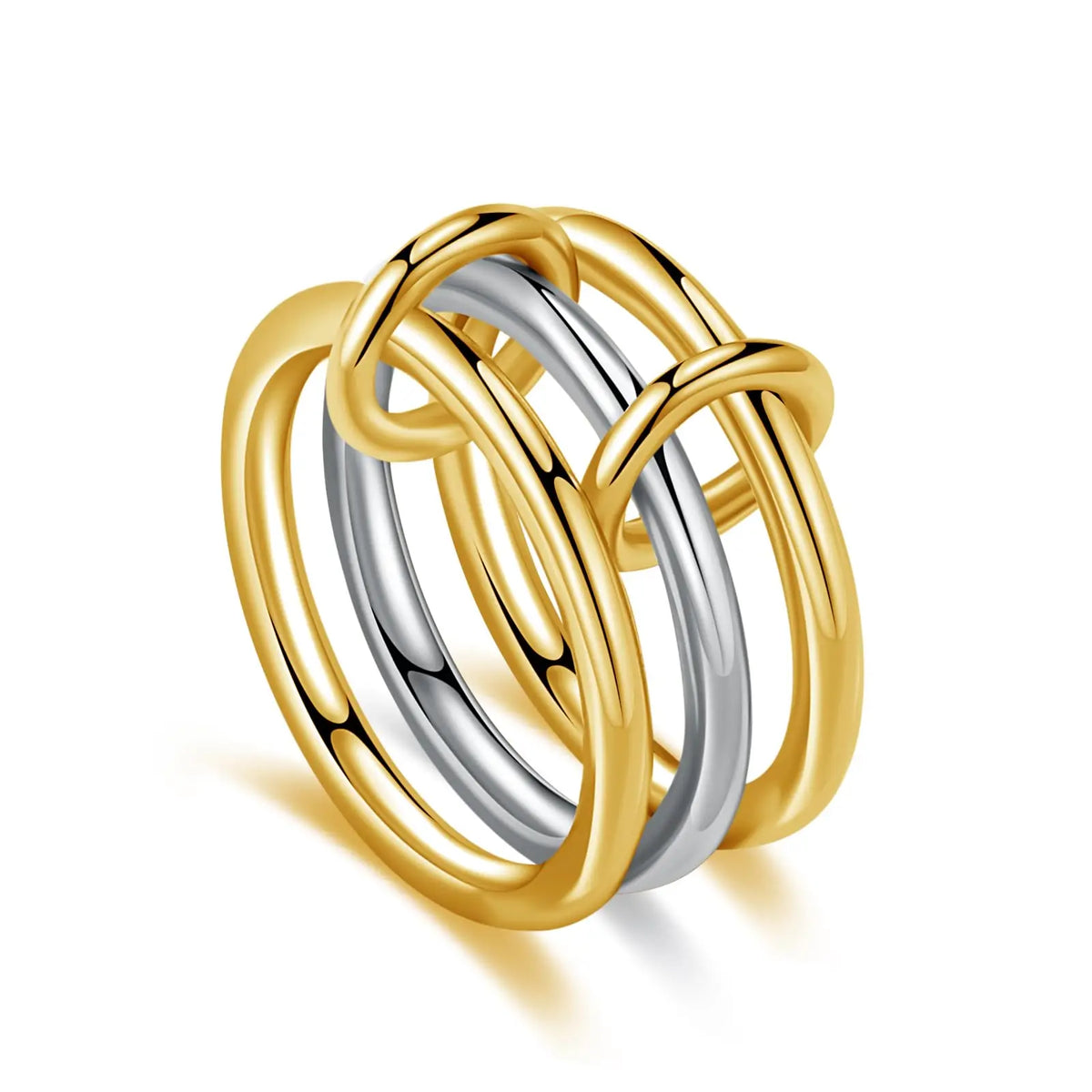 Anelli alla moda in oro e argento, placcati in oro 18k, set da 4 pezzi impilabili con zirconi scintillanti, ideali come gioielli da festa per donna