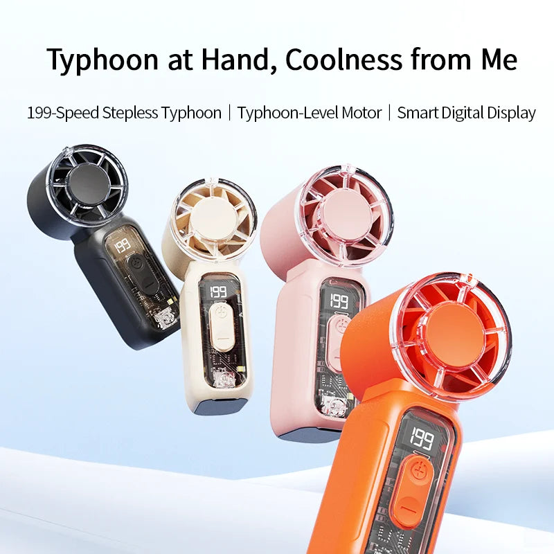 Super Mini Handheld Fan with Digital Display (USB Rechargeable)
