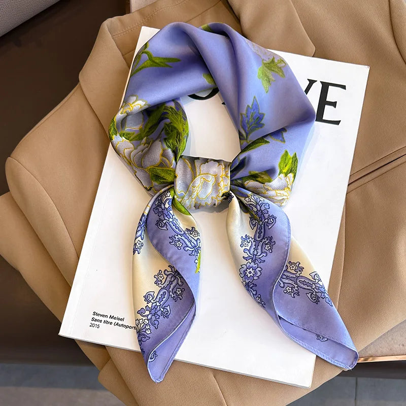 Foulard pour femme 70X70cm mode 2025, imprimé, pashmina, foulard en soie, châle carré, bandeau décoratif, tour de cou, design de luxe, bandana