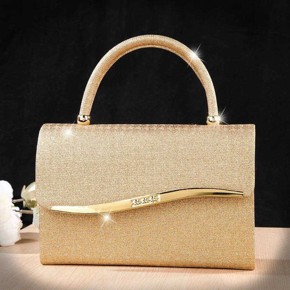 Golden Metallic Buckle Cocktail Bag