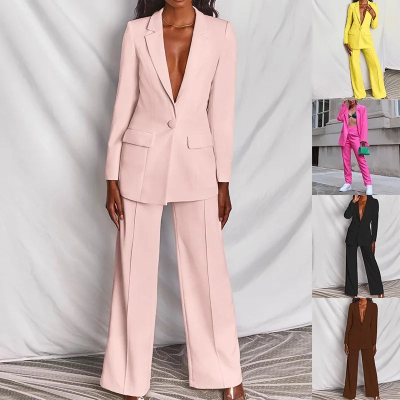 Ensemble deux pièces pour femme style tailleur occidental, tenue de travail professionnelle