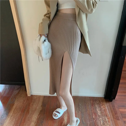 Women's Slim Fit Knitted Dress – High Waist