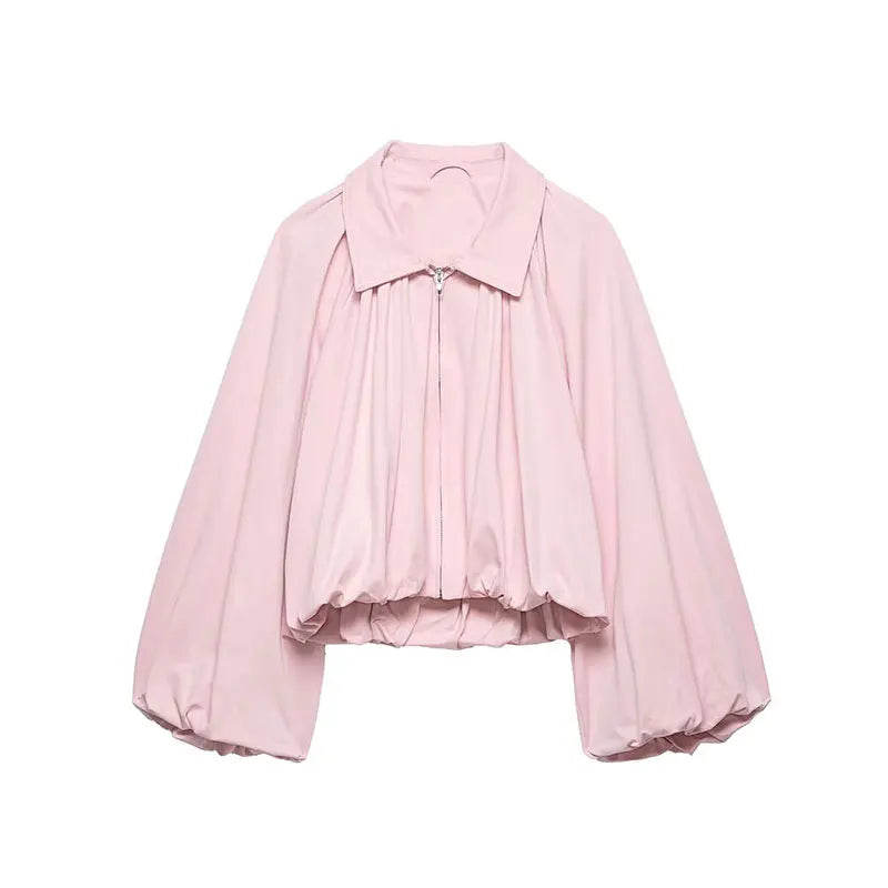 Women's Bomber Jacket – Zipper, Loose Fit
