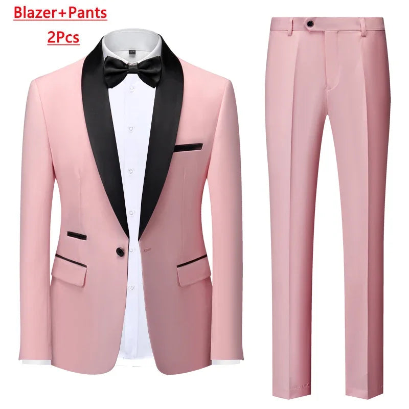 Men's 3-Piece Polyester Viscose Formal Suit – Blazer, Vest & Pants