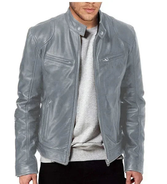 Men's Faux Leather Motorcycle Biker Jacket
