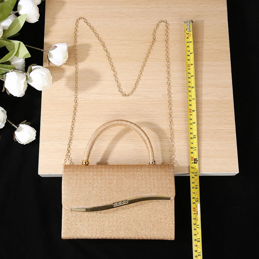 Golden Metallic Buckle Cocktail Bag