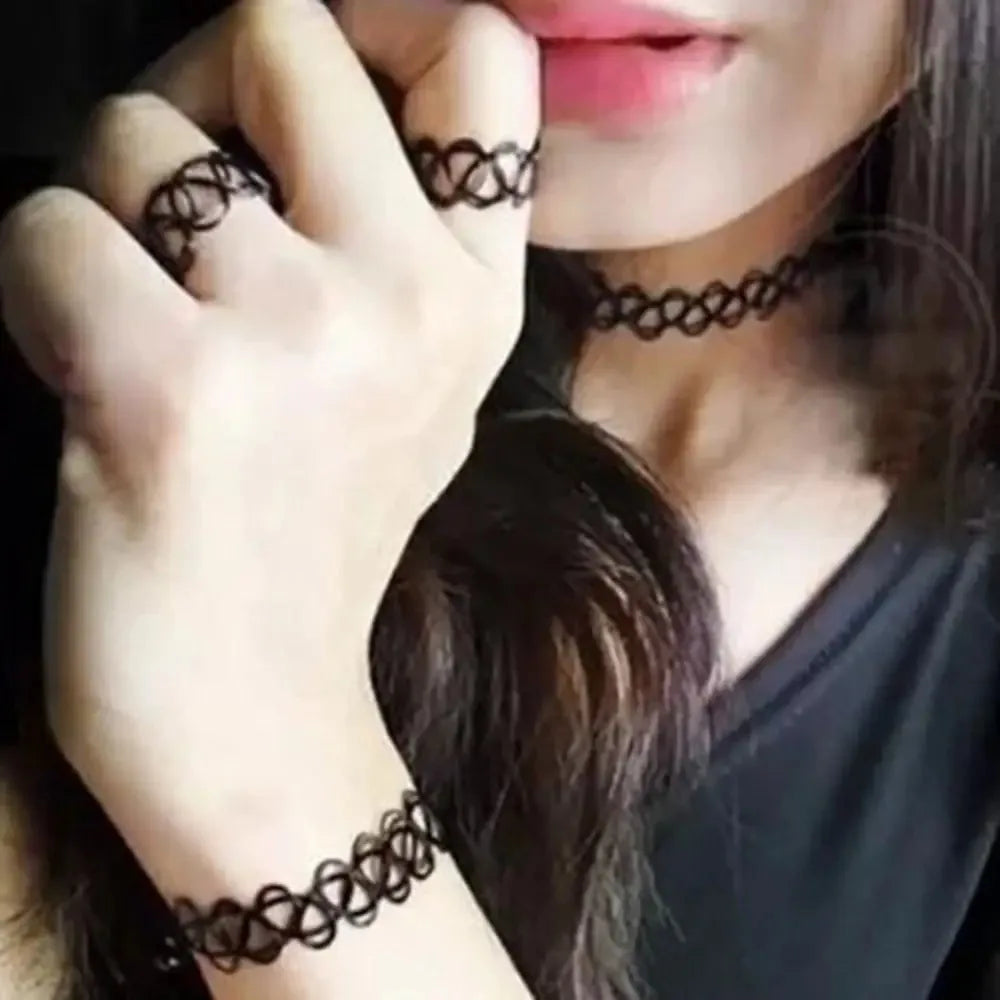 Gothic Black Braided Choker