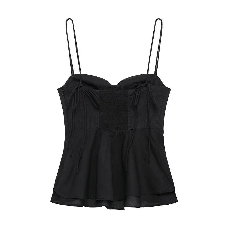 Women's Black Corset Crop Top – Backless Camisole