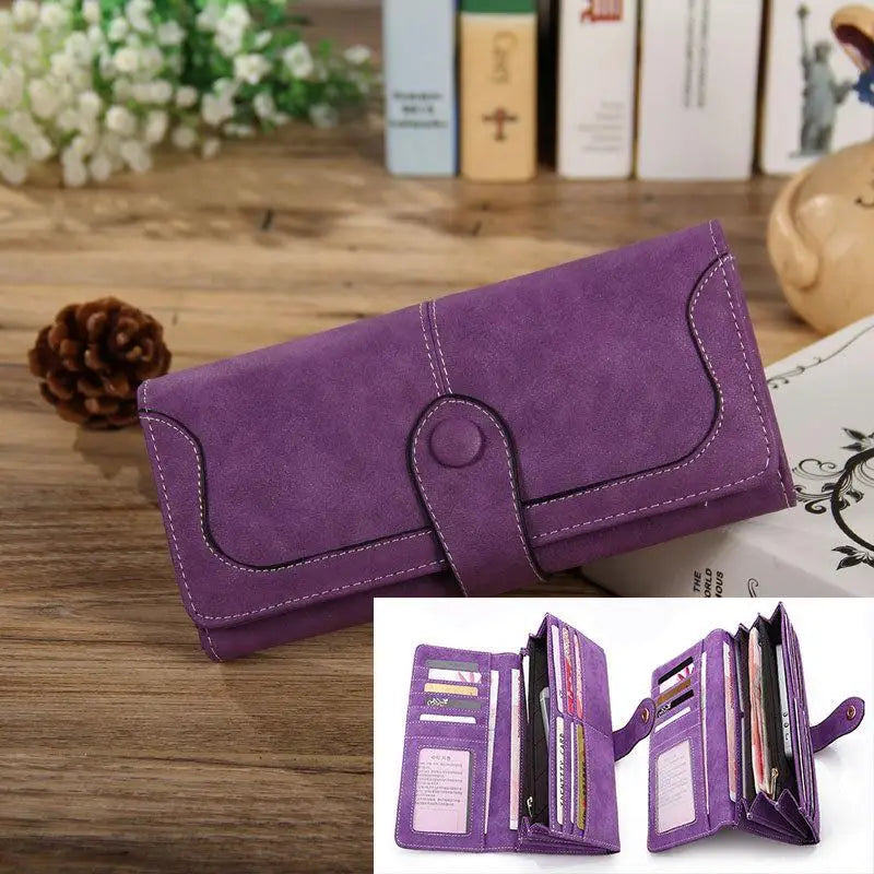 Women's Nubuck Leather RFID Clutch Wallet