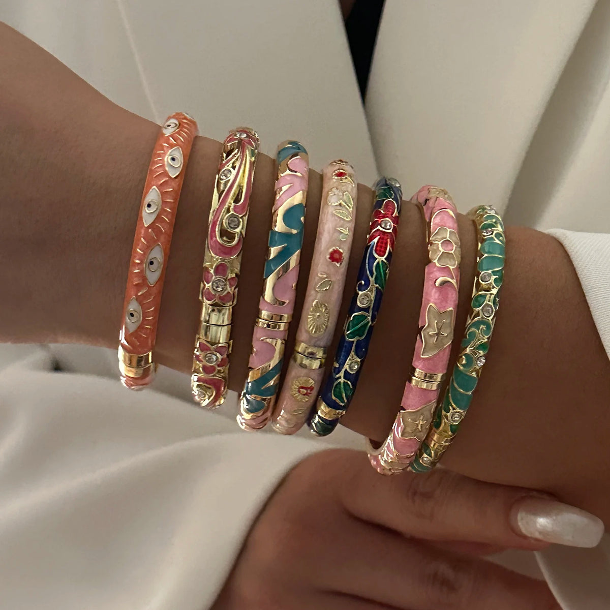 Enamel Flower Gold Bracelet