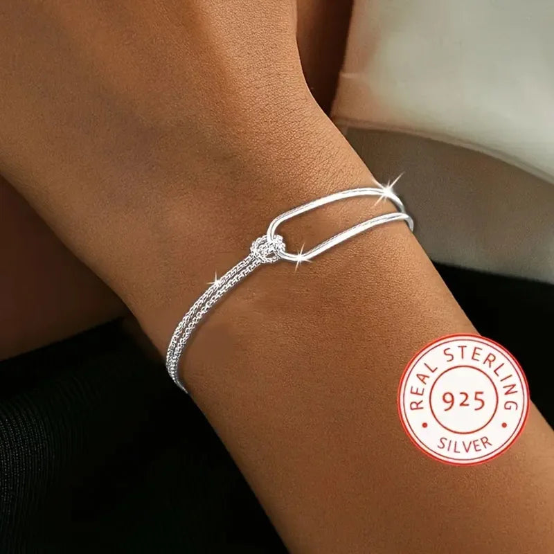 S925 Sterling Silver Geometric Bracelet