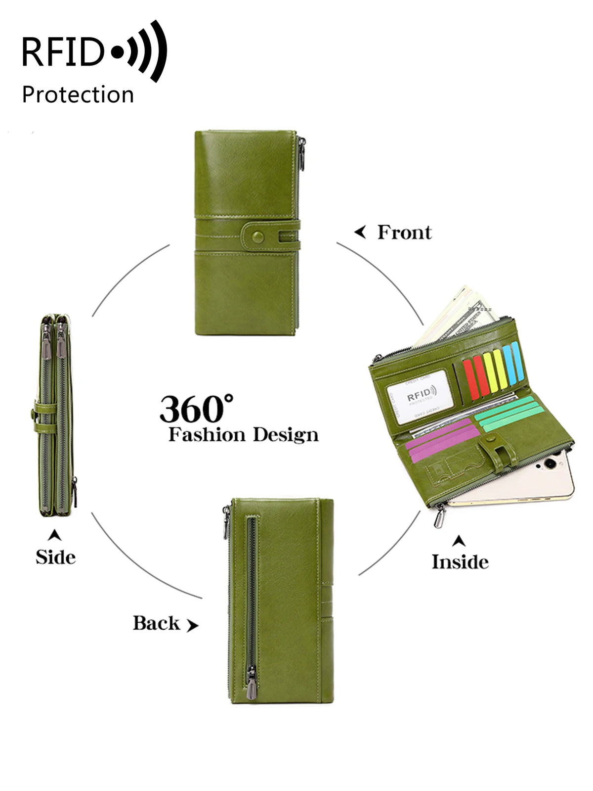Women's RFID Long Wallet with Coin Pocket