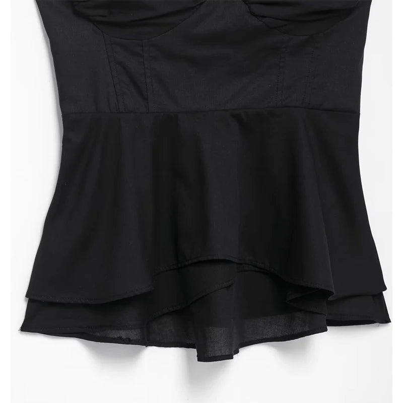 Women's Black Corset Crop Top – Backless Camisole