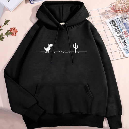 Unisex Dinosaur Graphic Hoodie – Pullover, Pocket