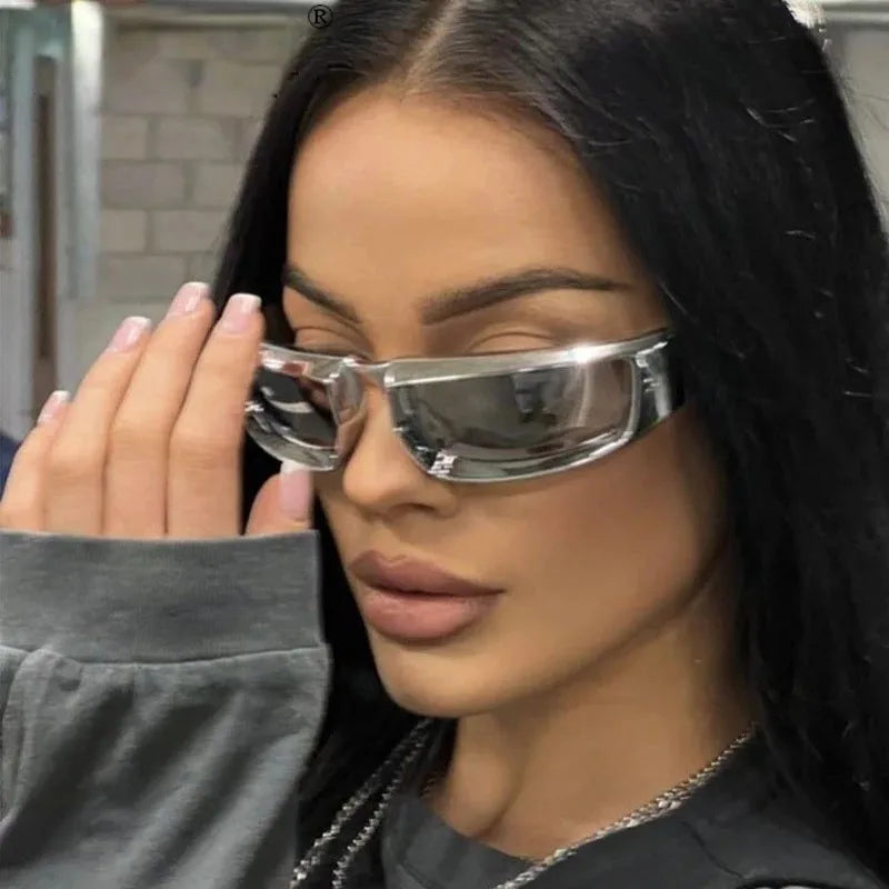 Lunettes de soleil steampunk pour cyclisme 2023, lunettes de protection punk pour femmes, lunettes de soleil de marque pour hommes, verres miroirs argentés, lunettes de cyclisme