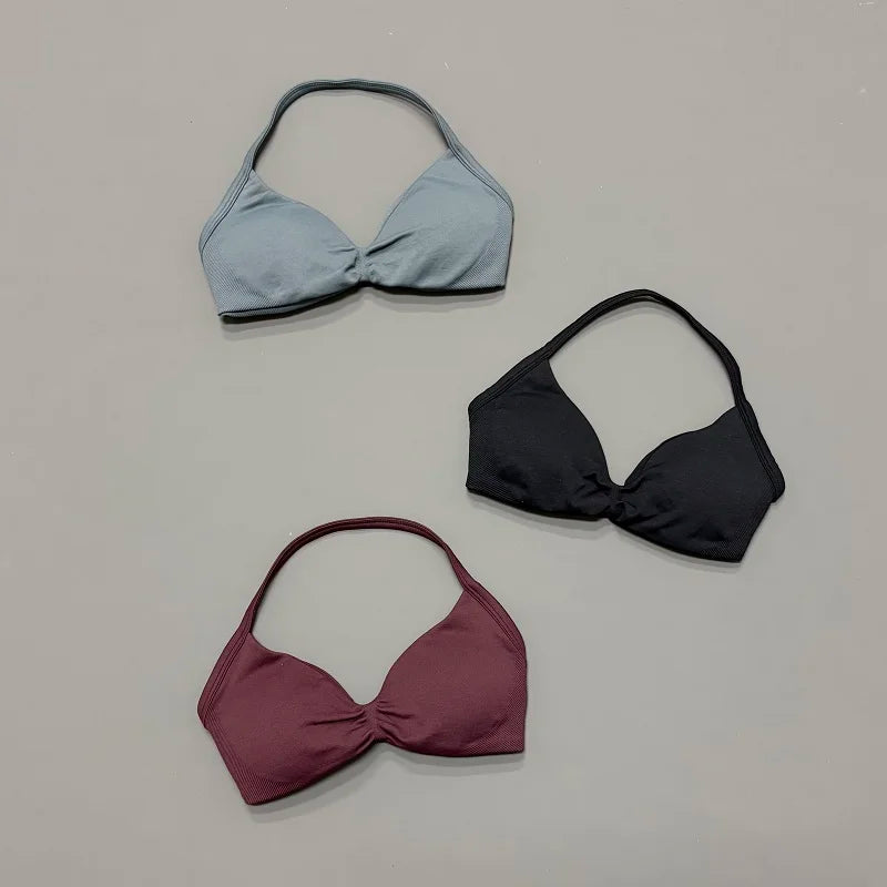 Soutien-gorge de sport dos nu à maintien élevé pour femme, haut de fitness sans couture, respirant, pour yoga, course et entraînement