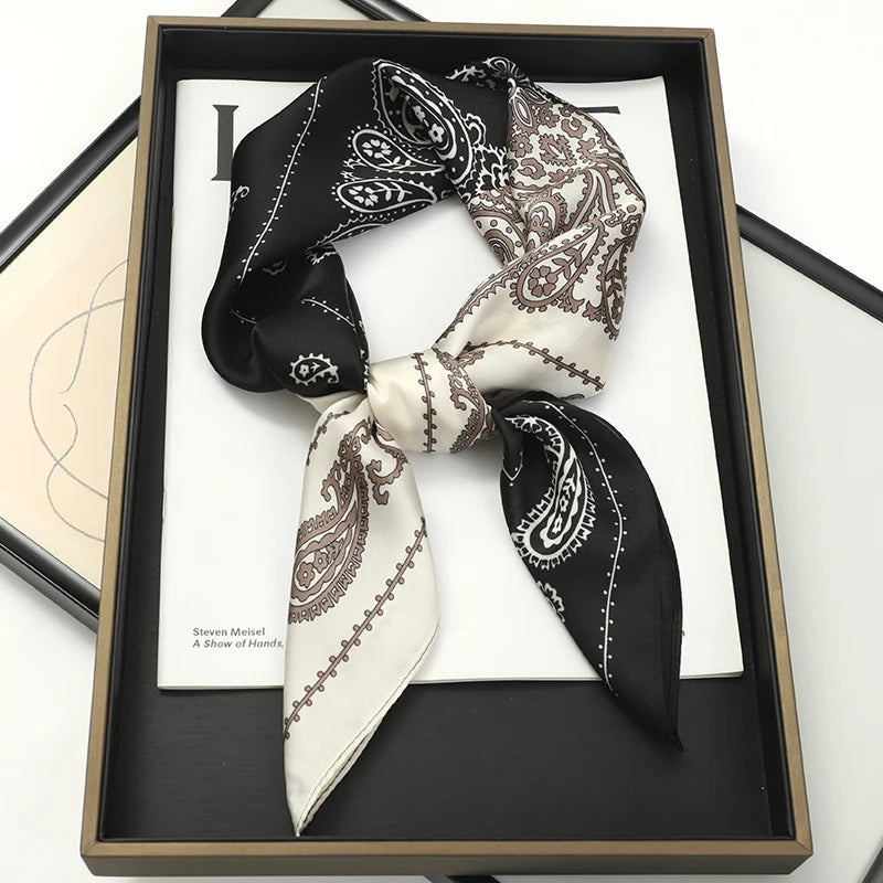 Foulard pour femme 70X70cm mode 2025, imprimé, pashmina, foulard en soie, châle carré, bandeau décoratif, tour de cou, design de luxe, bandana