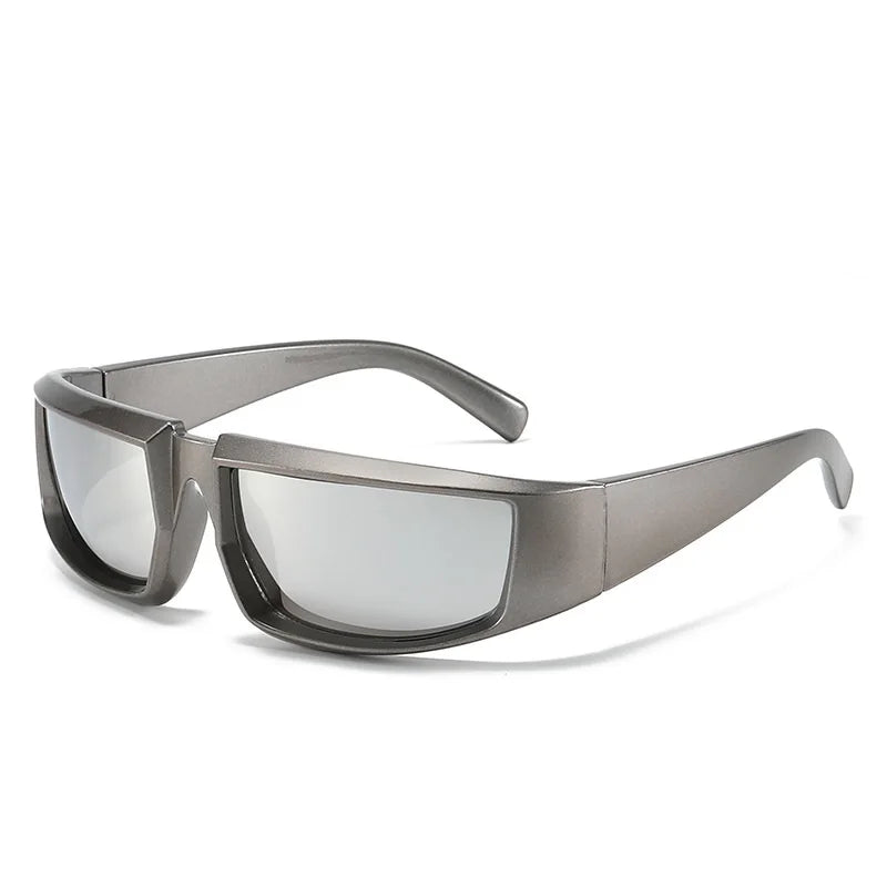 Lunettes de soleil steampunk pour cyclisme 2023, lunettes de protection punk pour femmes, lunettes de soleil de marque pour hommes, verres miroirs argentés, lunettes de cyclisme