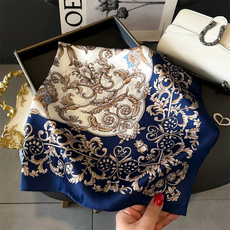 Foulard pour femme 70X70cm mode 2025, imprimé, pashmina, foulard en soie, châle carré, bandeau décoratif, tour de cou, design de luxe, bandana