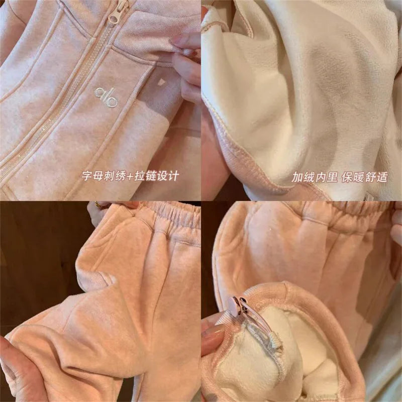 Girls' 2-Piece Fleece-Lined Winter Set – Jacket & Wide-Leg Pants