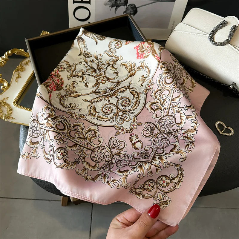 Foulard pour femme 70X70cm mode 2025, imprimé, pashmina, foulard en soie, châle carré, bandeau décoratif, tour de cou, design de luxe, bandana